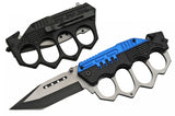 5" COMBAT TRENCH FOLDING KNIFE (BLUE)- KNUCKLES
