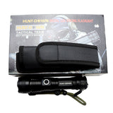 Hunt-Down 1000 Lumens Top Bright Focus High Powered Self-Defence Black Flashlight