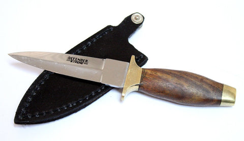 Defender-Xtreme 7" Wood Handle Hunting Knife Leather Sheath  Boot Knife 450-7