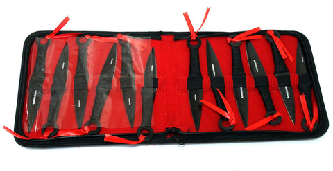 Set of 12 Black 6.5" Throwing Knives with Carrying Case 5239