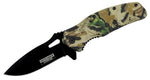 8" Defender Xtreme Woodland Camo Spring Assited Knife  5808
