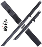 Twin Ninja Swords, Black, 18-Inch and 26-Inch Lengths