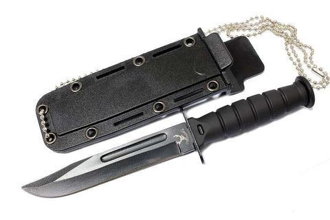 Black 6" Mini Survival Knife with Chain Holder & Sheath 6036