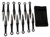 Set of 12 Black Throwing Knives 6" with Black Handle & Sheath 6233