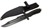 Defender 10.5" Black Hunting Knife Rubber Handle with Sheath 6419