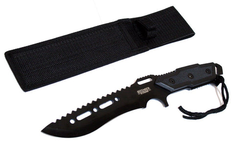 Defender-Xtreme Full Tang 12" Black Blade Combat Ready Hunting Knife With Sheath 6702