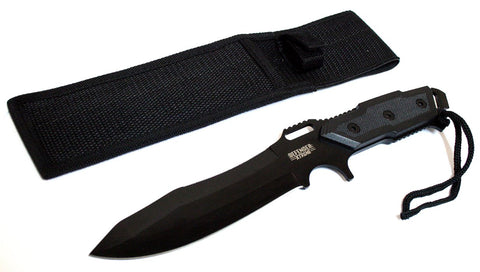 Defender-Xtreme 12" Full Tang Black Blade Combat Ready Hunting Knife With Sheath 6706