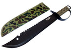 Defender-Xtreme 19" Black Machete Hunting Sword with Brown String Handle & Sheath 6740