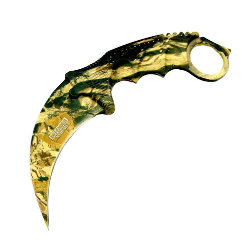 Defender-Xtreme Karambit Necklace Hunting Knife Desert Camo Color With Sheath 6751
