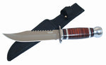 Defender-Xtreme 10" Silver Stainless Steel Hunting Knife Wood Handle with Sheath 6860