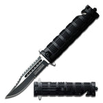 Spring Assisted - 'Legal Auto Knife' - Black Tactical Fighter