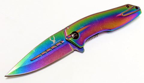 8" TheBoneEdge Multi Color Folding Spring Assisted Knife Handle with Belt Clip