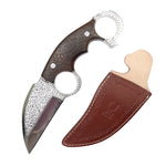 TheBoneEdge 9.5" J2 Steel Fully Hand Engraved Wood Handle Hunting knife With Sheath
