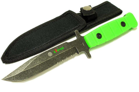 Zomb-War 9" Stainless Steel Hunting Knife with Stone Washed Blade 8094