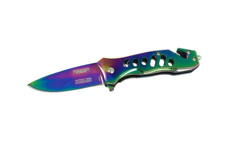 6.5" Defender Xtreme Multi Color Folding Spring Assisted Knife  8132