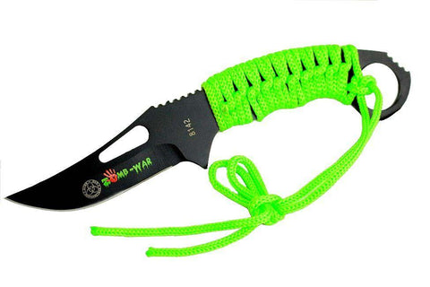 Zomb-War 8.25" Hunting Knife Full Tang with Green Nylon Wrapped Handle 8142