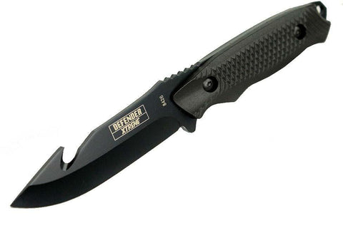 Defender-Xtreme 8" Gut Hook Hunting Knife with Sheath Black 8426