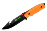 Zomb-War 8" Gut Hook Hunting Knife with Sheath Orange 8428