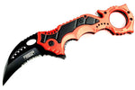 8" Defender Xtreme Red Spring Assisted Knife w/ Belt Clip 8432