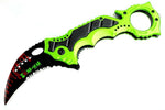 8" Zomb-War Green Spring Assisted Knife w/ Belt Clip 8436