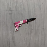 MINI Pistol Spring Action Assisted Knife - Pink Camo