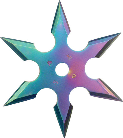 Rainbow Stainless Steel 6-Point Shuriken Anime Ninja Throwing Star - 2.75" Diameter