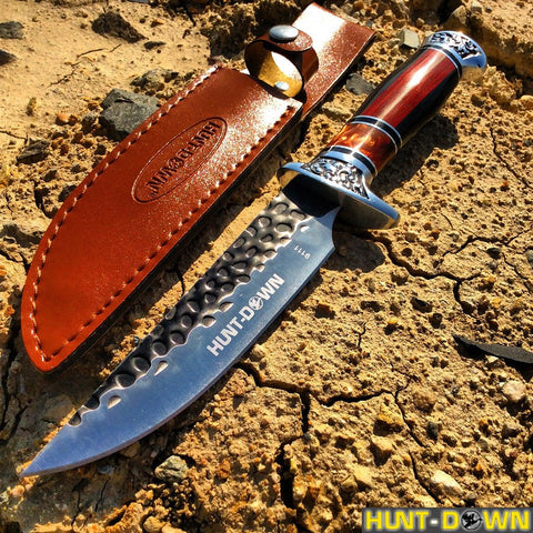 12" Hunt-Down Decorative Sporting Hunting Knife with Leather Sheath