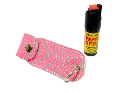 1/2 Oz Pepper Spray W/ Pink Case Key Chain Test