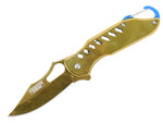 6.5" Defender Xtreme Spring Assisted Refelctive Gold Knife with Keychain Clip 9272