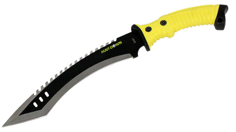 Hunt-Down 16" Full Tang Hunting Knife with Black/Yellow Rubber Handle 9281