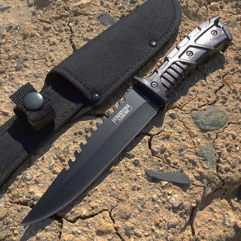 11" Defender-Xtreme Full Tang Hunting Tactical Sharp Knife Woodland Brown Camo