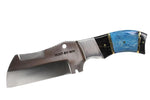 Hunt-Down 9" Full Tang Hunting Knife with Blue and Leather Sheath 9350