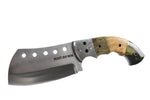 Hunt-Down 9" Full Tang Hunting Knife with Decorative Handle and Leather Sheath 9357