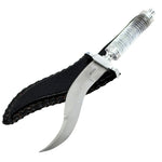 Defender-Xtreme 12.5" Crystal Handle Stainless Steel Hunting Knife Curved With Leather Sheath 9393