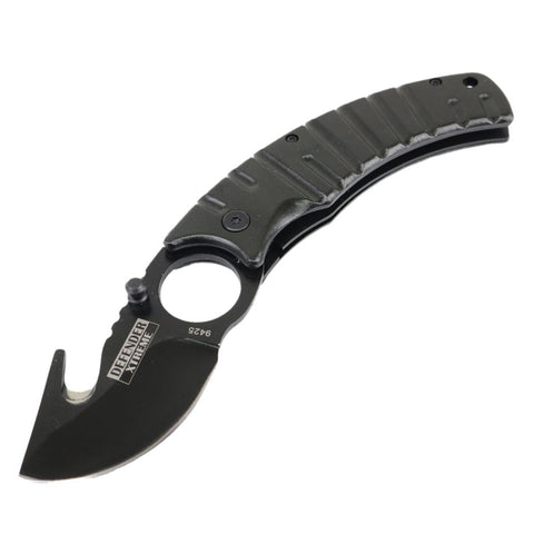 7.5" Defender Xtreme Black Folding Spring Assisted Knife with Belt Clip 9423