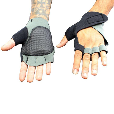 Perrini Gray & Black Fingerless Sport Gloves with Wrist Strap All Sizes S-XL 9436
