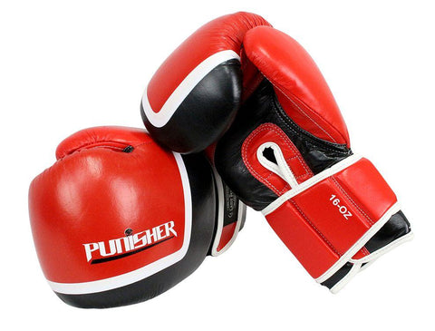 16oz Last Punch Red and Black Punisher Boxing Gloves 9484
