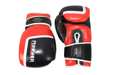 16oz Last Punch Black and Red Punisher Boxing Gloves 9485