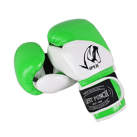 12oz Adult Size Last Punch White and Green Viper Boxing Gloves 9523-12
