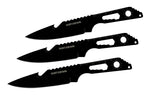 8" Three Piece Hunt Down Black Throwing Knife Set With Fish Hook 9569