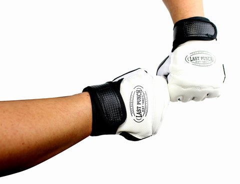 Pro Style Artificial Leather Fingerless Boxing Fighting MMA Training Gloves Black/White S-XXL 9618