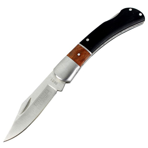 Defender-Xtreme 7" Black & Brown Folding Knife Wood Handle 9651