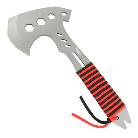 Defender-Xtreme 10.5" Hunting Survival Tactical Axe - Gray & Red & Black Handle 9661