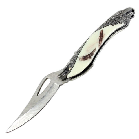 TheBoneEdge 8.5" Eagle Pattern Handle Folding Knife With Gift Box 9673