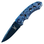TheBoneEdge 8" Spring Assisted Tactical Sharp Knife with Strap Holder - Blue 9746