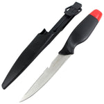Defender 10.5" Fishing Comfort Red Fillet Knife with Serrated Edge With Sheath 9766