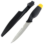 Defender 10.5" Fishing Comfort Yellow Fillet Knife with Serrated Edge & Sheath 9768