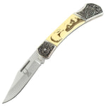 TheBoneEdge 7.5" Folding Knife Eagle & Wilderness Design Handle 9774