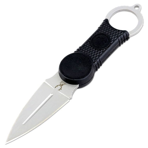 TheBoneEdge 7" Fixed Blade Tactical Survival Neck Knife With Sheath  Black Handle 9801
