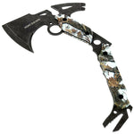 Hunt-Down 13" Hunting Survival Axe With Sheath  - Gray Camo Color Handle 9808